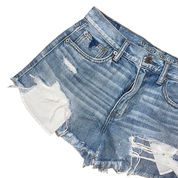 American Eagle AEO Distressed Womens Shorts 8 Vintage HiRise Festival Booty - Picture 2 of 7